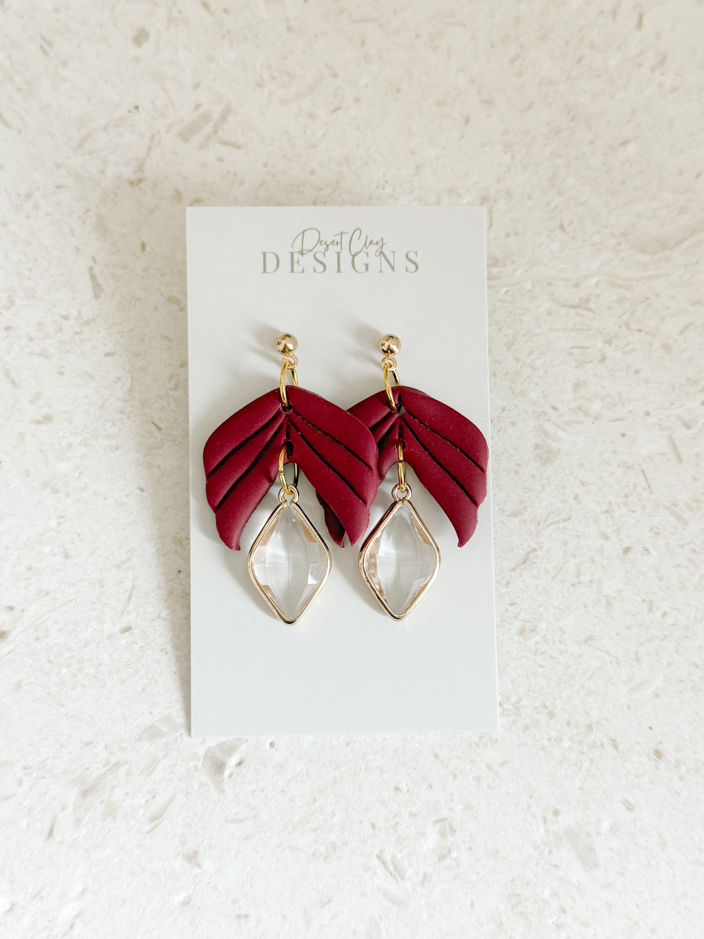 Jade Dangles - Burgundy