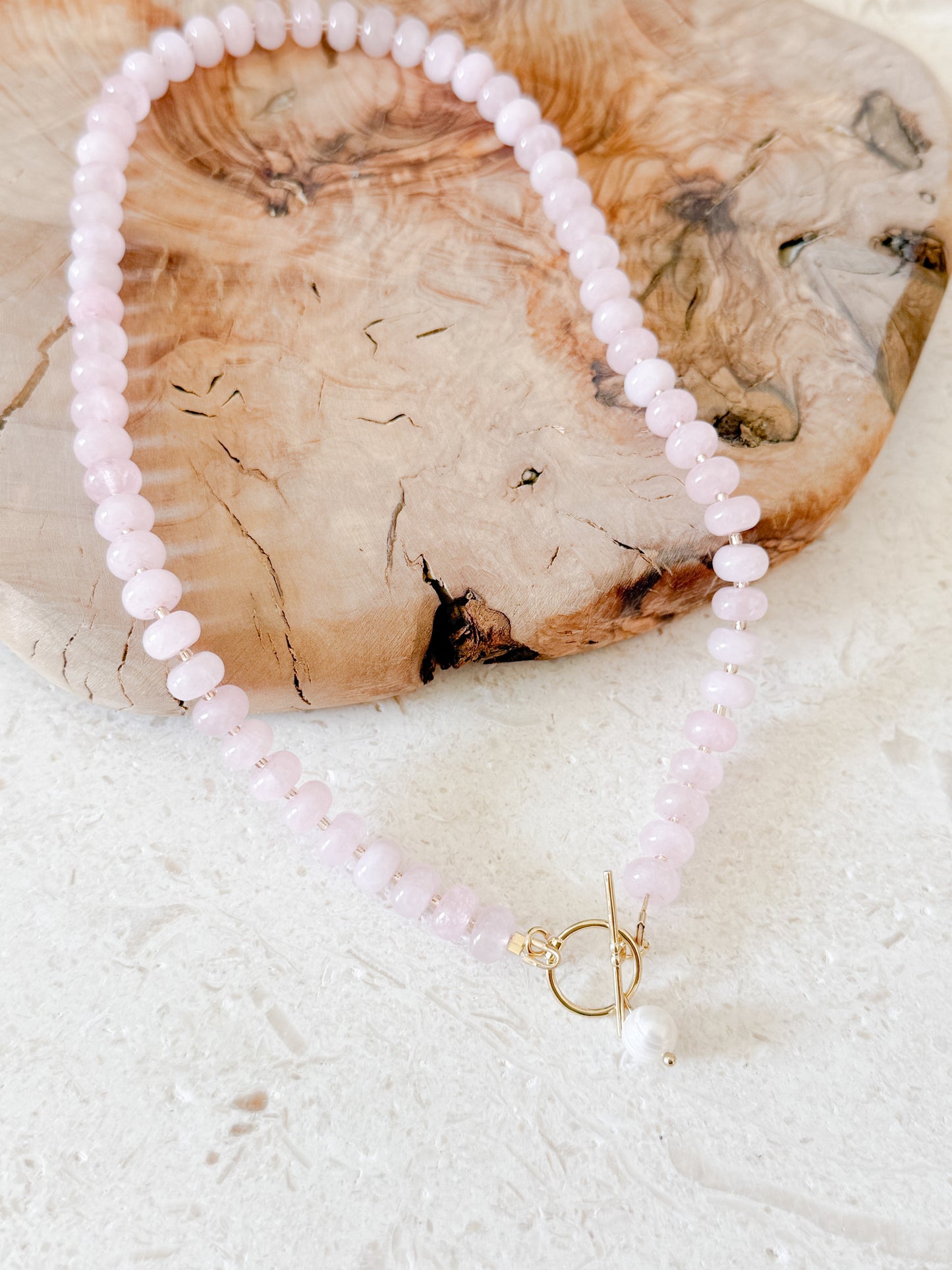 Pink Quartz & Pearl Necklace