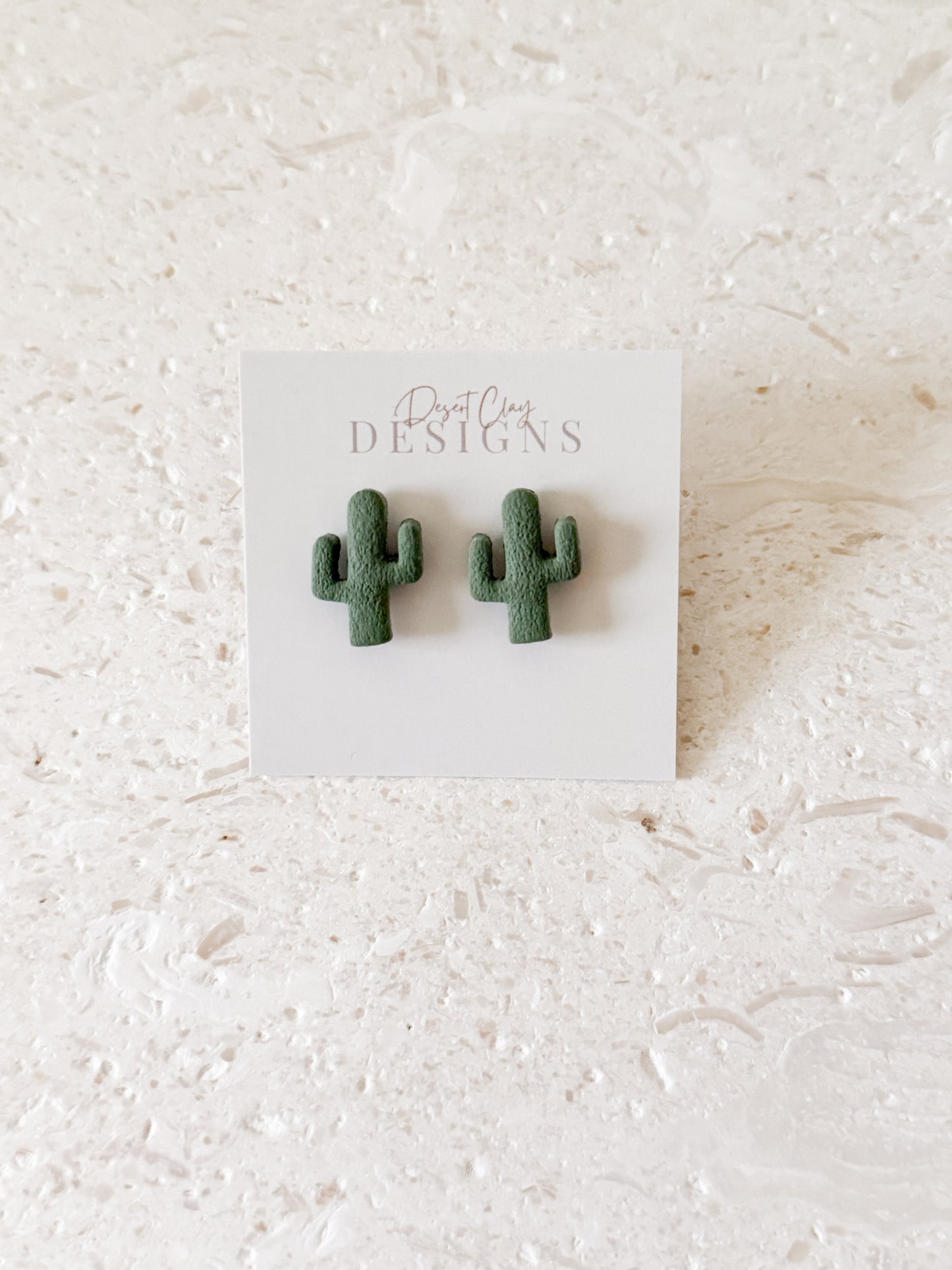Textured Cactus Studs - Evergreen