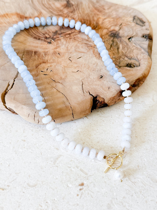 Blue Gemstones & Pearl Necklace