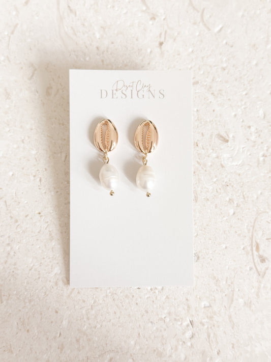 Cowrie & Pearl Dangles