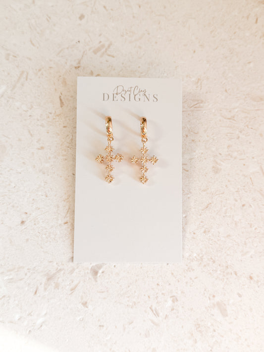 Floral Cross Dangles