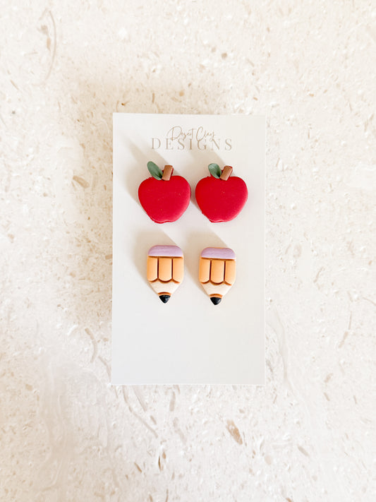 Apple & Pencil Stud Pack