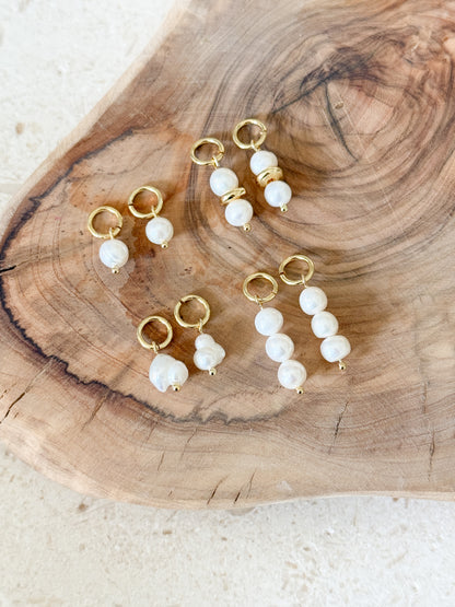Round Button Pearl Charm