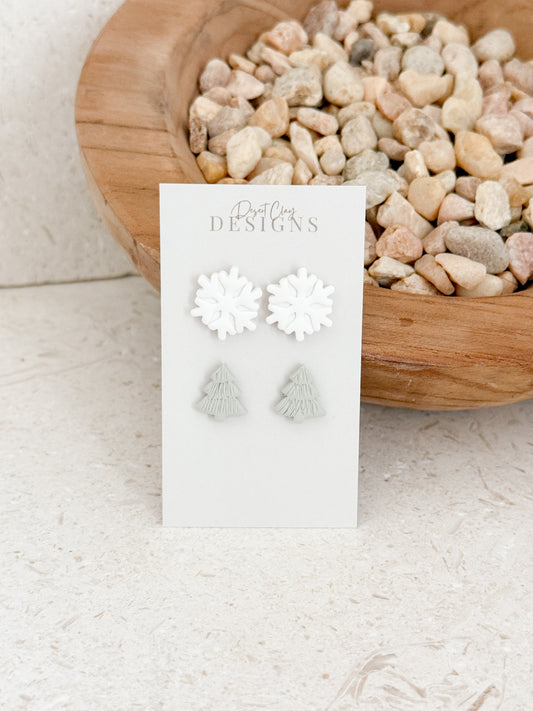 Snowflake & Tree Studs