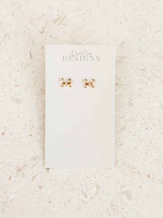 Gold Bow Studs