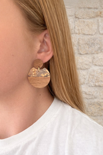 Wooden Gold Flaked Dangles