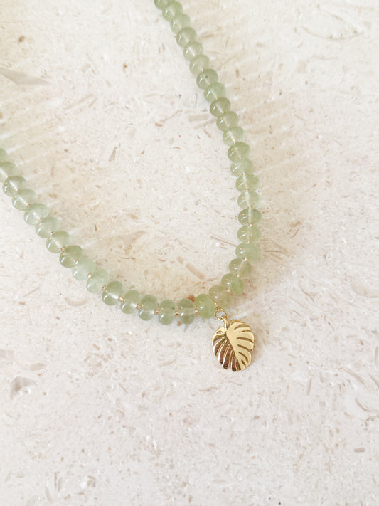 Monstera Jade Necklace