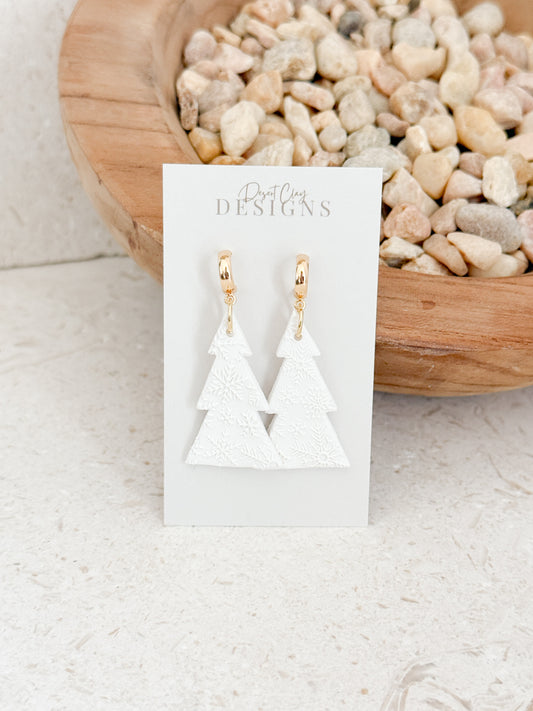 Snowflake Textured Trees - Crisp White