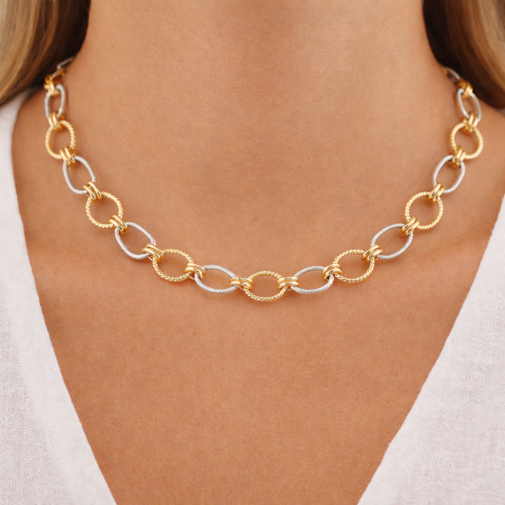 Silver & Gold Linked Necklace