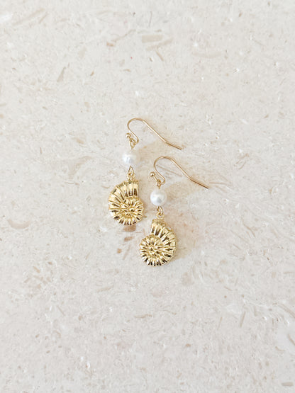 Conch Shell & Pearl Dangles