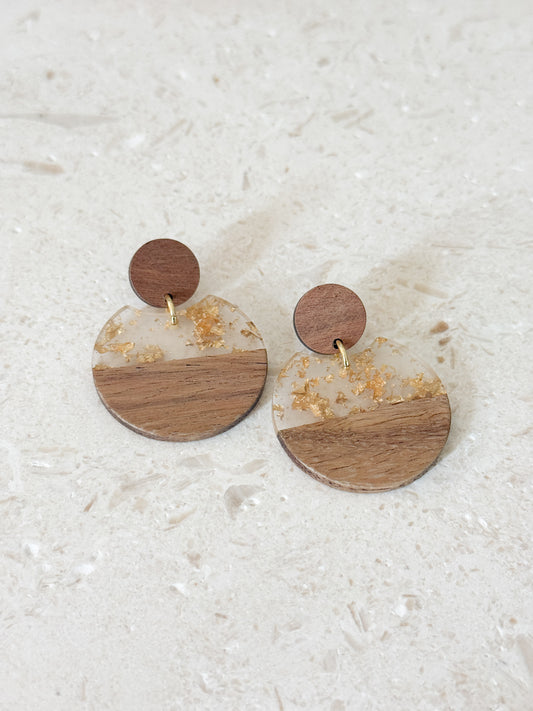 Wooden Gold Flaked Dangles