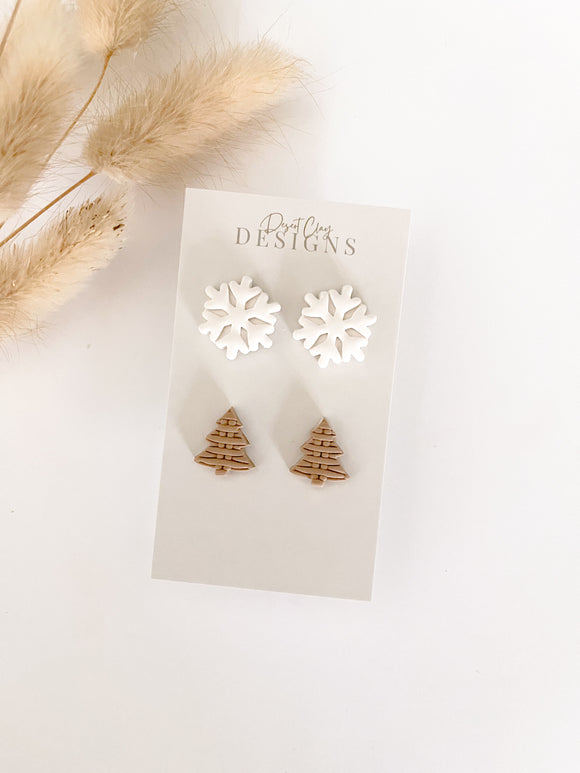 Neutral Christmas Studs