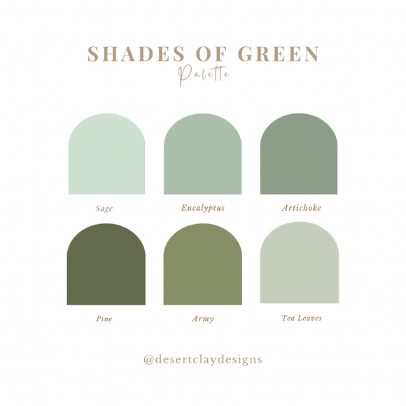 Shades of Green Palette Desert Clay Designs